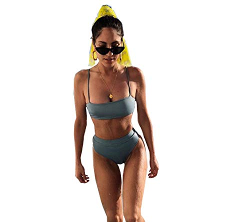 Jeniulet Bikinis High Waisted Bikini Set Sexy Solid Bikini 2 Piece Swimsuit Bathing Suits for Women