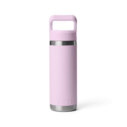 Image of YETI Rambler 18 oz Bottle, Vacuum Insulated, Stainless Steel with Straw Cap, Cherry Blossom