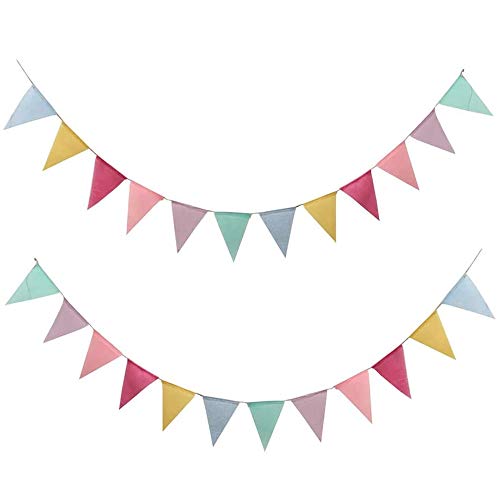 KINDPMA Guirnaldas Banderas 24 Piezas Banderines Arpillera de Imitación Multicolor Bandera Banderín...