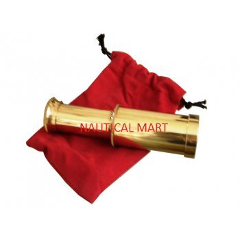 Vintage Nautical Antique Style Decorative Mini Brass Telescope with RED Pouch