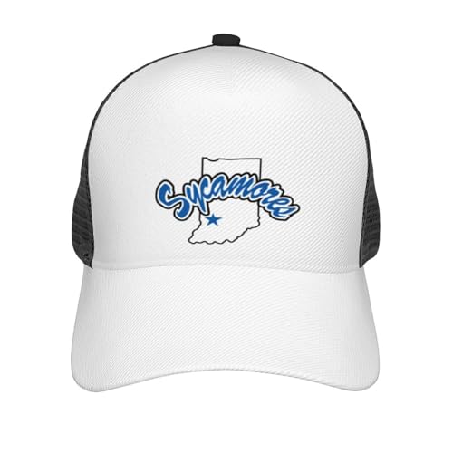 Indiana State Sycamores Curved Brim Mesh Baseball Cap Casual Sun Hat for Unisex Black