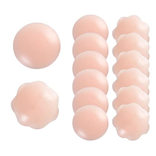 NITAIUN 6 Paires Cache Teton en Silicone Ultra Doux Réutilisable Cache-tétons Auto-adhésif Invisible Confortable Ronde & Prune Couvre Seins Etanche Cache Teton Femme Nipple Cover