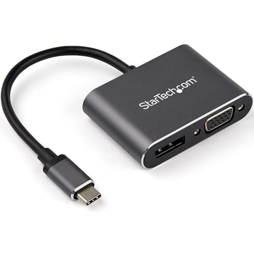Image of StarTech.com USB C Multiport Video Adapter - USB-C to 4K 60Hz DisplayPort 1.2 or 1080p VGA Monitor Adapter - USB Type-C 2-in-1 DP (HBR2 HDR)/VGA Display Converter- Thunderbolt 3 Compatible (CDP2DPVGA)