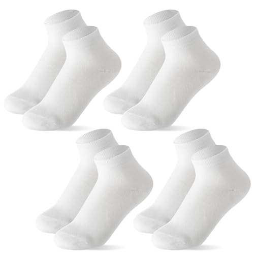 Chicingyou 4 Pairs Cotton Soft Eczema Socks Hydrating Moisturizing Therapy Cotton Socks for Adult Wet Wrap Non Itch Soft Feet Treatment(White,L)