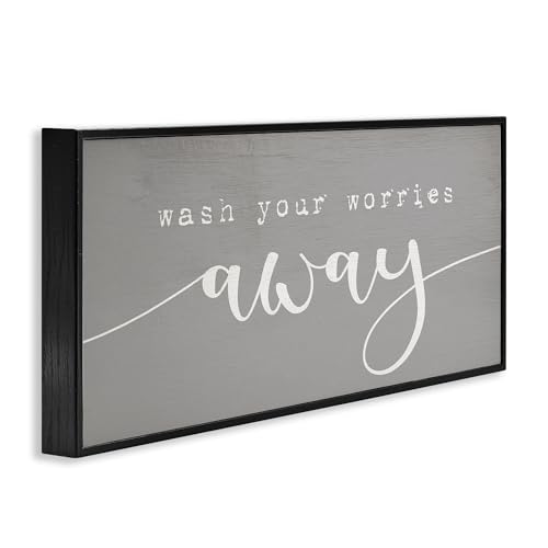 Image of Stupell Industries 'Wash Your Worries Away Phrase', Framed Giclee Art, Black, 24 x 10 Inches, Easy to Hang and Sturdy, Made in USA, by Lil' Rue