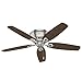 Hunter 52 inch Indoor Ceiling Fan with LED Lights - Ceiling Fan with Pull Chain, For Bedroom, Living Room, or Kitchen, Low Profile Mount, No Remote, 5 Blades - Builder 53328, Brushed Nickel