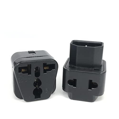 Image of (2 Pack) Toptekits C14 to Nema 5-15R Power Adapter ,IEC C14 to Universal Female AU US UK EU (2in1) Adapter Power Plug /Socket(C14 to Universal)