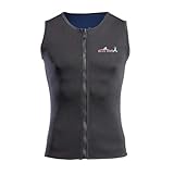 男性水着通気性肌に優しい 2ミリメートルダイビングスーツノースリーブウェットスーツベストフロントジッパーウォーマー服ウィンドサーフィン M 黒