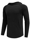 PINSPARK Men's Lightweight Workout Hoodie Sweatshirt, Black, L