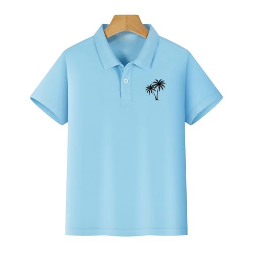 BILIKEYU Kids Hawaii Summer Beach T Shirts Cute Tree Graphic Short Sleeve apel Collar Buttons Casual Boys Girls3