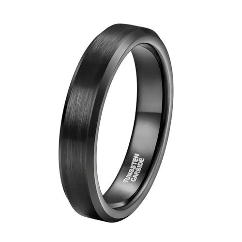 Bague de fiançailles noire en métal brossé l'alliance élégante pour la vie active