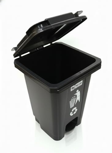 Image of Milan Plastic Garbage Waste Dustbin with Step-On Pedal 65 Ltr Black