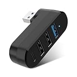 HENGBIRD USB Verteiler 4 Port USBHub 3.0 180° Drehbarer Adapterkabel mit 1×Konverterkabel-C, 1×USB-3.0 & 2×Adapterkabel-2.0, Mini VerbindungskabelHub Kompakt Plug Mehrfachstecker für Laptop PC MacBook