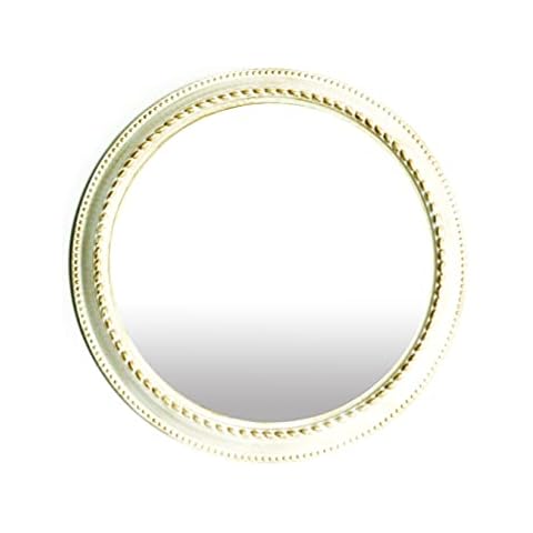 WazStone Royal Chevalier Emblem Dark Iron 16 inch Black Round Decorative Mirror, Classic Antiquity European Style, Easy Hanging String on The Back, Brushed Metallic Texture, Plastic Frame (White) Cover