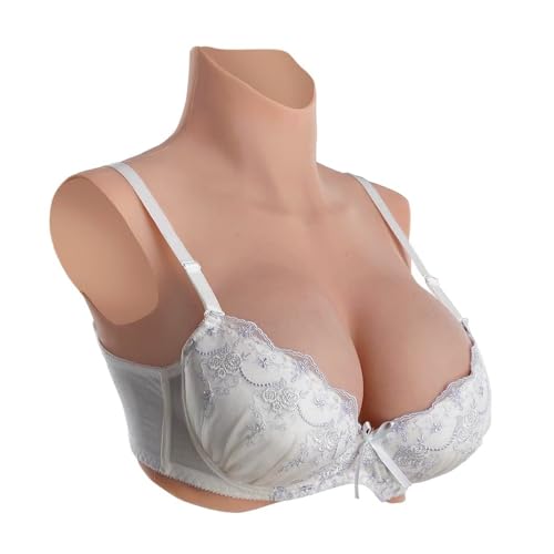 Image of Realistic Silicone Breastplate High Collar Fake Boobs B-F Cup for Crossdressers Drag Queen Mastectomy Transgender