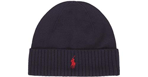 Ralph Lauren Polo Beanie Hat Wool Navy Blue, Blau, Einheitsgröße