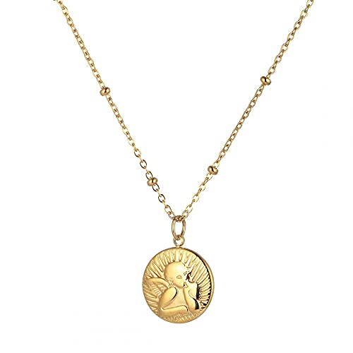 Tribal Spirit Collier pendentif ange gardien talisman porte-bonheur amulet de protection en acier inoxydable étanche hypoallergénique, Acier inoxydable Cover