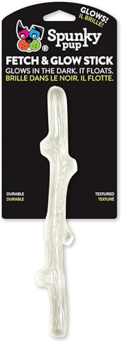 Spunky pup Glow in the Dark Stick Dog Toy Non-Toxic Waterproof Dental Texture for Teeth and Gums