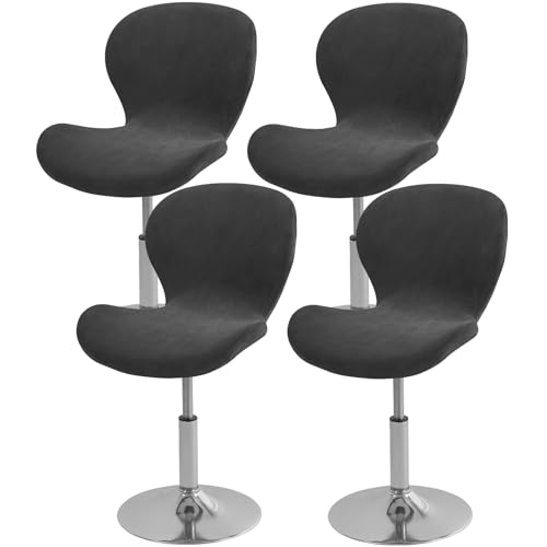 Image of Gollense Bar Stool Covers with Backs, Set of 4 Stretch Jacquard Barstool Seat Covers, Washable Swivel Pub Counter Height Chair Slipcover Protector for Home Kitchen Cafe (Velvet-Black)