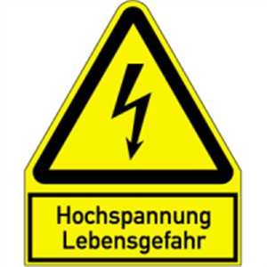 Warnschild „Hochspannung Lebensgefahr“ – Alu, 24,4x20 Cm | Normgerecht Nach ASR A1.3/BGV A8 | Für Betriebe & Anlagen