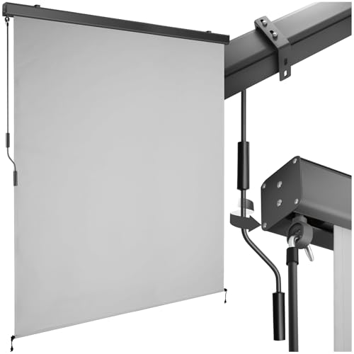tectake® Markise, Senkrechtmarkise, Sonnenschutz Balkon Sichtschutz Terrasse, Flexible Trennwand für Pergola, Garten, Windschutz, Sonnenschutz, Balkonsichtschutz - hellgrau, 160 x 250 cm