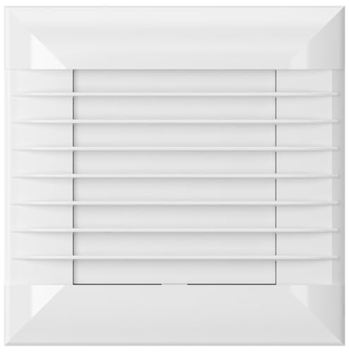 Vlano FLAP 100 Hygro Badlüfter mit automatischen Jalousien, Feuchteregelung, Nachlauf, 100mm, 85 m³/h, Weiß, Raumlüfter Badventilator, Feuchtigkeitssensor, Nachlauffunktion, Timer