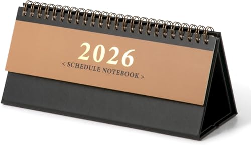 Desk Calendar 2026 Small Standing Flip Desktop Calendar Full Year Monthly Planner January to December 2026 350gsm Thick Paper with Twin Wire Binding for Home Office School Brown