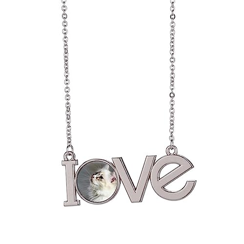 Collier pendentif chat blanc en taille M pour femme