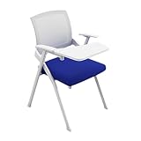Klappbarer Trainingsstuhl mit Schreibblock, ergonomischer Konferenzstuhl aus Netzstoff, mit Brett, für Klassenzimmer, Büro, Konferenzraum, tragbares und platzsparendes Design, Weiß