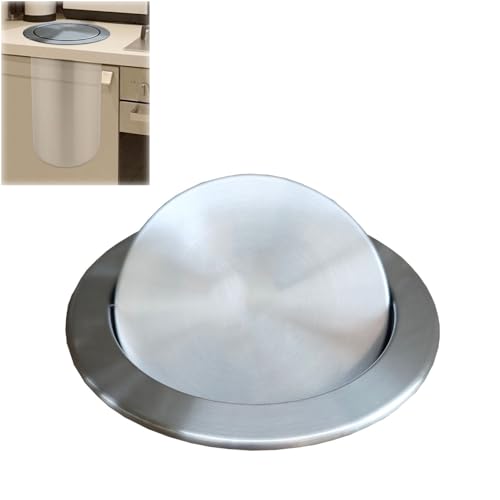 Abdeckung für Mülleimer aus Edelstahl für die Arbeitsplatte, Ersatzdeckel für Mülleimer, Versenkbarer Mülleimer Deckel Runder(24x24cm/9.5x9.5in)
