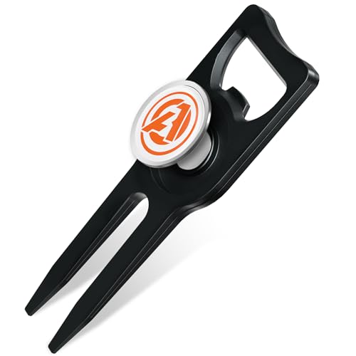 AOFAR Strumento per Divot da golf con marcatura magnetica, spazzola per la pulizia del bastone da golf integrata e marcatore della linea della pallina, lega di zinco, accessori da golf multifunzionali