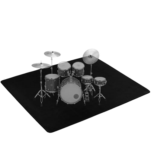 OUUTMEE - OUUTMEE 160×200CM Tapis de Batterie avec Fond Antidérapant, Tapis de Batterie Insonorisé pour Batterie Jazz et Électrique, Tapis de Sol de Tambour, pour Batteurs (Noir)