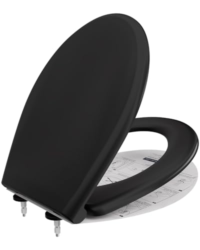 ANYCEE Abattant WC avec frein de chute, cuvette toilette forme O, lunette WC en Duroplast, cuvette WC antibactérienne, lunette de toilette inaltérable, très...