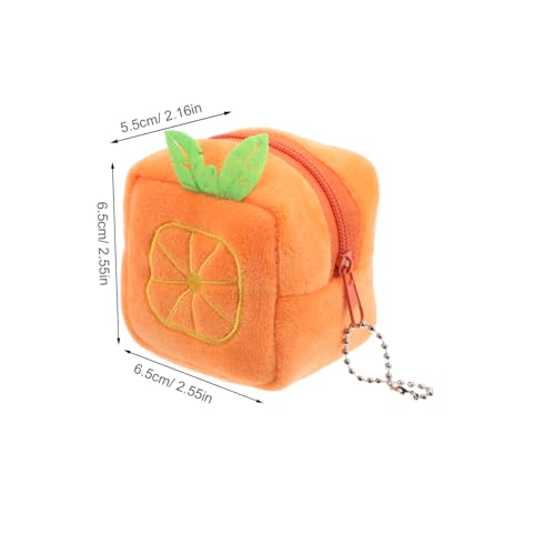 Cute Plush Orange Coin Purse for Girls Mini Fuzzy Change Wallet Zipper Kawaii Fruit Shaped Keychain Pouch for Makeup and Earphones2