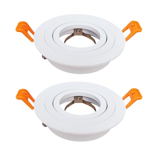 BRENDAXIN 2 Round White (3.6 inches), GU10 Downlight housing, Inlaid Socket LED Ceiling Light Frame, Suitable for /MR16/GU10 Bulb Frame, 75mm Aperture, Adjustable Illumination Angle, Replaceable Bulb