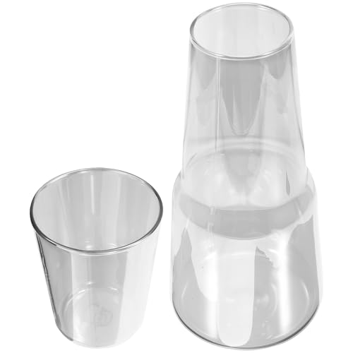 MALUGOGO Jarra de Agua de Vidrio con Tapa y Vaso, Capacidad 800ml, Uso Práctico para Baño o Fiesta en Piscina, Set de 1