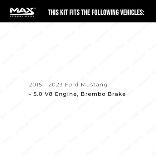 Image of Max Advanced Brakes Front Brake Kit Compatible With 2015 2016 2017 2018-2021 2022 2023 Ford Mustang w /5.0 V8 Engine Replacement Geomet Coated OE Disc Brake Rotors and Ceramic Brake Pads