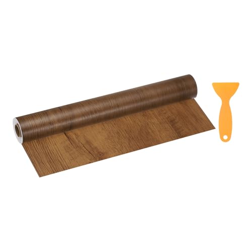 Image of HARFINGTON Wood Grain Repair Tape 15.7 Inch x 33ft Self Adhesive Repair Patch Tape Simulated Wooden Floor Tapes with Plastic Scraper for Tables Doors Windows Furniture, Brown Wood