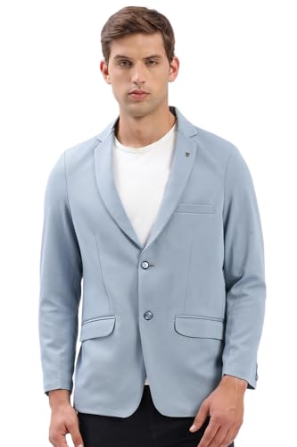 Image of SHOWOFFFF Men Solid Single Breasted Casual Blazer | Notched Lapel Full Sleeves Cotton Blazer for Mens | Slim Fit Regular Length Blazer for Men's