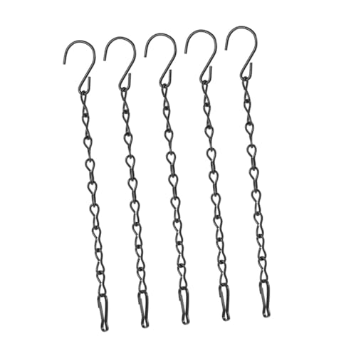 Happyyami 5 Piezas Cesta De Flores Jaula De Pájaros Cadena Revestimientos Manos Colgante Ganchos De Techo para Colgar Plantas Cerca Plantas De Interior Percha Alimentador Vara Planchar Black