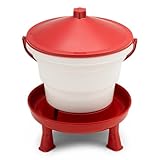 Agrarzone Geflügeltränkeeimer mit Füßen 10 Liter rot - robuste Hühnertränke mit Tragegriff - automatische Wasserzufuhr - Geflügeltränke für Hühner, Enten & Geflügel