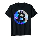 Bitcoin Logo Liquid Abstract Blue Purple Watercolor Gradient T-Shirt