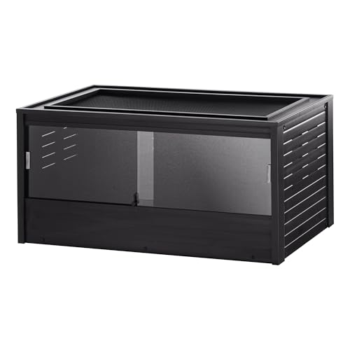 Image of New Age Pet ECOFLEX 48 inch Wide Large Reptile Habitat, Mojave Lounge for Snakes, Tortoises & Lizards in Maple, Black & Grey, Easy Assembly, Sliding Glass Doors & Mesh Top