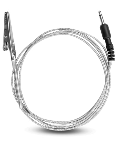 4 Ft BBQ Pit Probe 90 Plug Stainless Steel Alligator Clip Fit for DynaQ UltraQ PartyQ DigiQ OR CyberQ Controls Stainless Steel Straight Plug Alligator Clip Temperature Probe