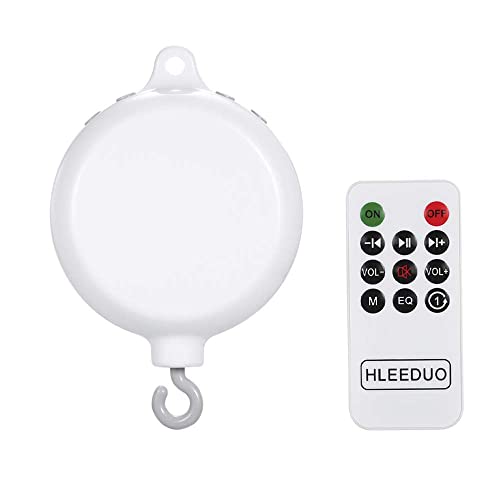 Funien Lit de bébé Jouet,Rotary Berceau Lit Jouet Musical Mobiles 35 Chansons Boîte à Musique Télécommande Mouvement Clochettes pour Enfants avec Ligne USB Blanche