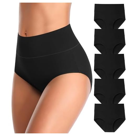 MISSWHO Cotton Underwear Women Pack, Womens Underwear High Waisted Tummy Control Black Briefs C Section Postpartum Ladies Panties Large