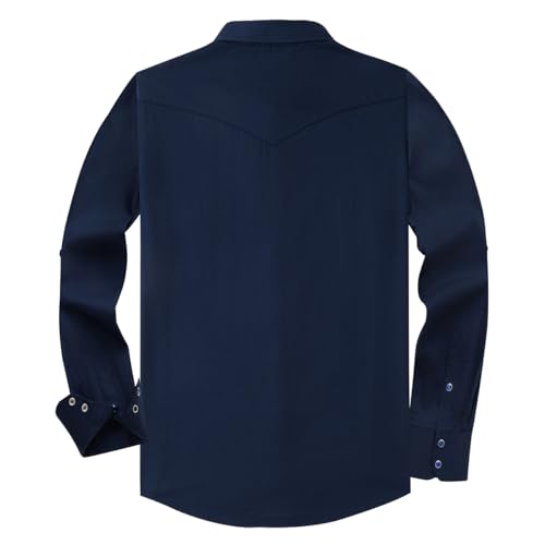 COEVALS CLUB Men's Western Long Sleeve Pearl Snap Cowboy Button Up Classic Country Design Casual Dress Shirt2