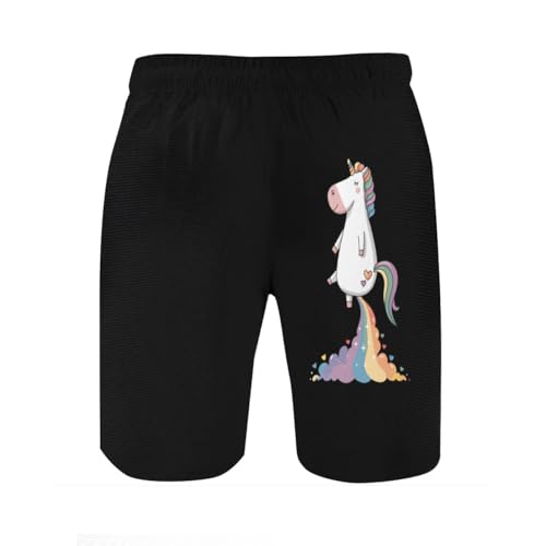 Funny Unicorn My Farts are Magical Mens Swim Trunks Boys Quick Dry Board Shorts with Mesh Lining2