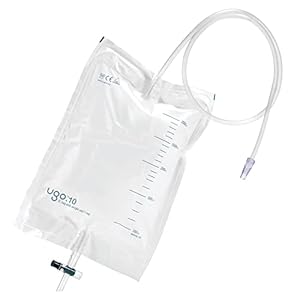Ugo 2L Night Bags (x10) – Urine Drainage Bags/Urinal Catheter Night Bags, T Tap or Lever Tap with Kink Free Connection…