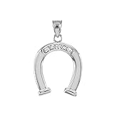 Fine 14k White Gold Lucky Diamond Horseshoe Necklace Pendant